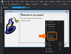 Visual Studio Wizard Form Editor - Context Menu