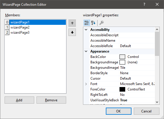 WizardPage Collection Editor